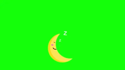 Sleeping moon icon animated icon sleeping moon zzz green screen 4k Stock Footage 303807294