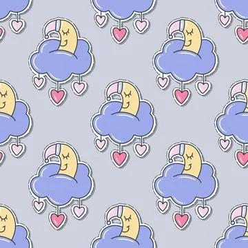 Sleeping moon pattern Stock Illustration