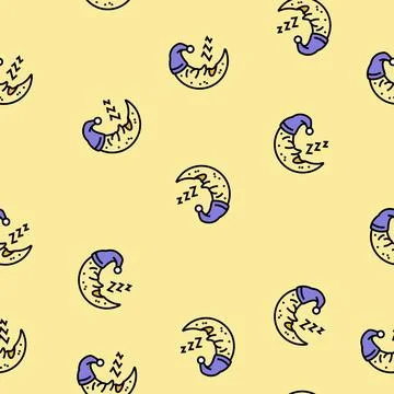 Sleeping moon sleep night vector seamless pattern イラスト素材