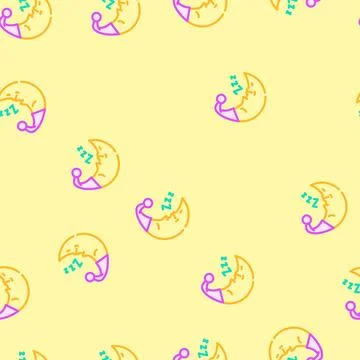 Sleeping moon sleep night vector seamless pattern Stockillustratie