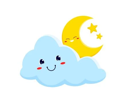 Sleeping moon with stars and cloud, bedtime Ilustración de archivo