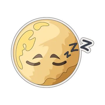 Sleeping moon sticker illustration Stock Illustration