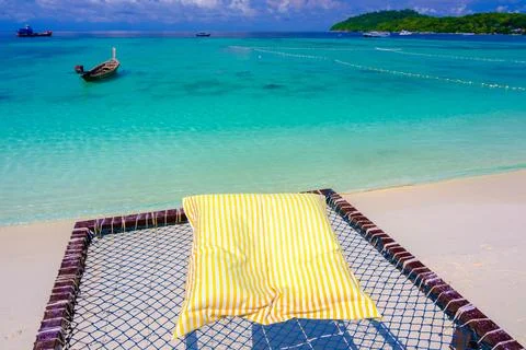 Sleeping net on the beach Stock Photos