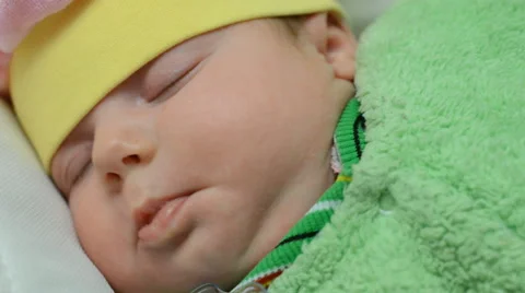 Sleeping Newborn Baby Stock Footage 47720393