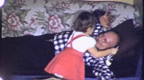 Sleeping Old Man GRANDFATHER Hugs Grand ... | Stock Video