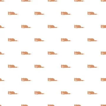 Sleeping orange cat drawing seamless pattern background Stock Illustration