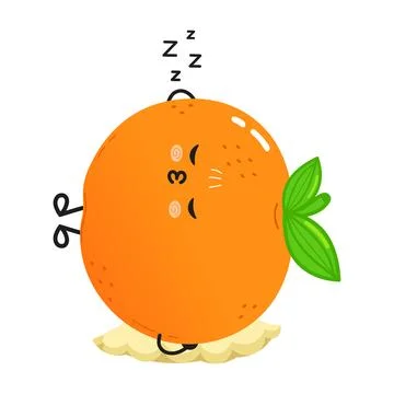Sleeping orange fruit character resting on pillow Stock Illustration
