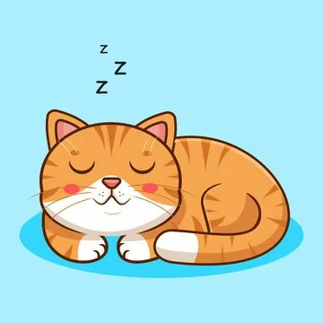 Sleeping Orange Tabby Cat Vector Illustration Kawaii Animal Stock Illustration