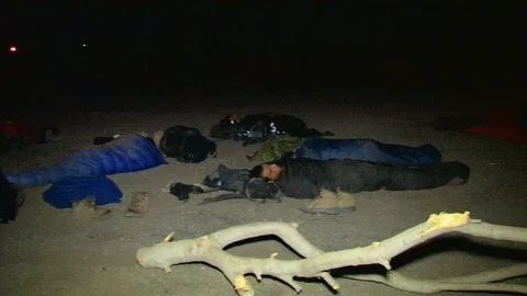 Sleeping outdoors 01 Stock Footage 89482018