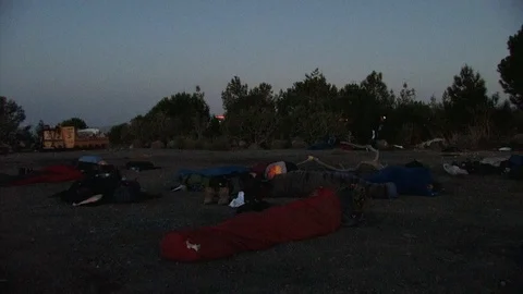 Sleeping outdoors 04 Video stock 89482087