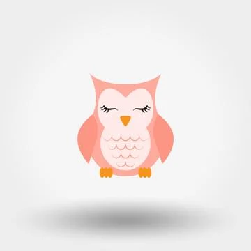 Sleeping owl. Icon. Vector. Flat. Stock Illustration