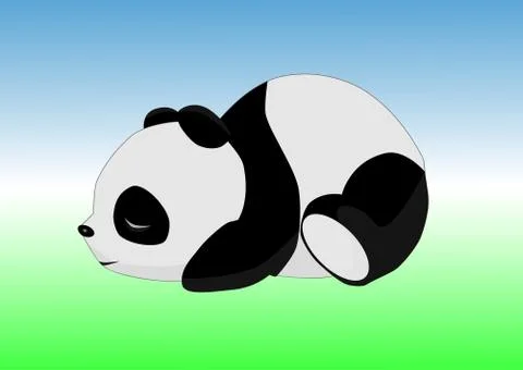 Sleeping panda on the ground Stock Illustration