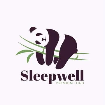 Sleeping panda logo design with minimal negative space concept Stock Illustration