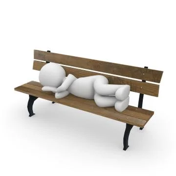Sleeping on a park bench Stock Illustration