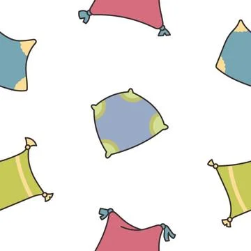 Sleeping pillow with decorative. Seamless pattern. Stock Illustration