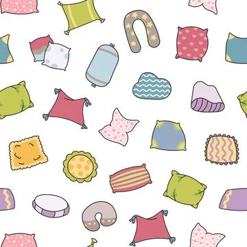 Sleeping pillow with decorative. Seamless pattern. Stock Illustration