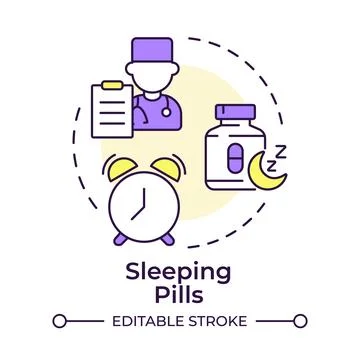 Sleeping pills multi color concept icon Stock Illustration