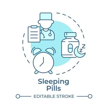 Sleeping pills soft blue concept icon Stock Illustration