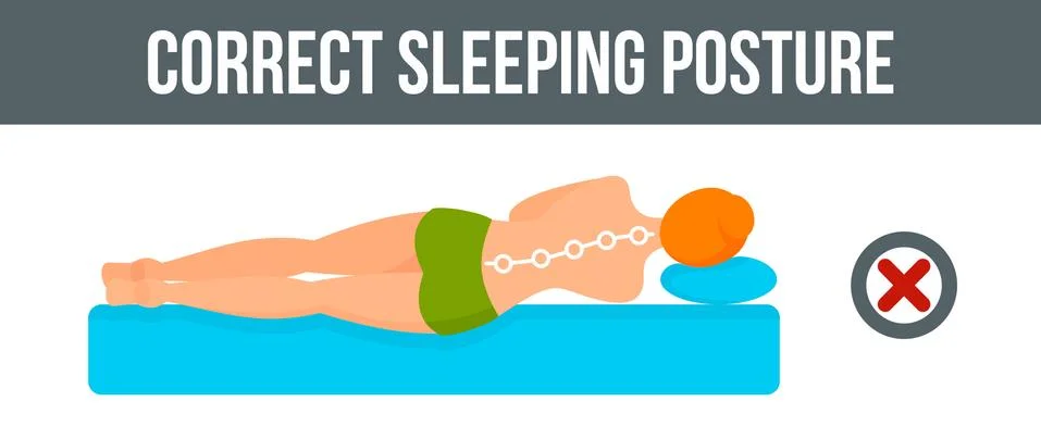 Sleeping posture banner horizontal, flat style Stock Illustration