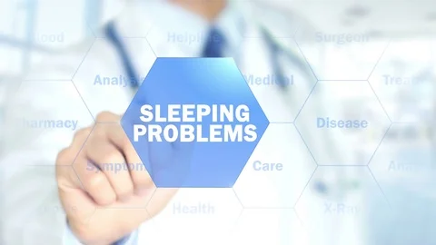 Sleeping Problems, Doctor working on holographic interface, Motion Graphics Stock Footage 74863833