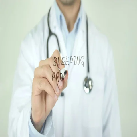 Sleeping Problems, Doctor Writing on Transparent Screen Stock Footage 69503935