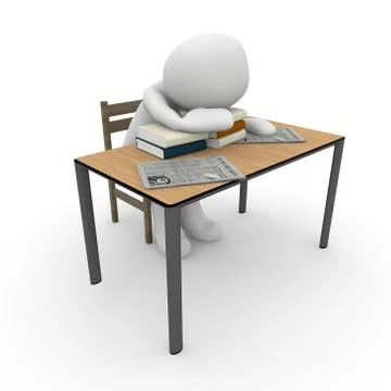 Sleeping at school desk Stock Illustration