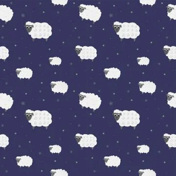 Sleeping sheeps seamless childish pattern for wallpaper or wrapping paper wit Illustrazione stock