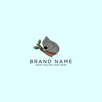 Sleeping simple creative unique koala animal logo design template vector illu Stock Illustration