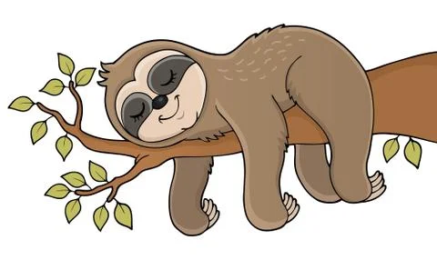 Sleeping sloth theme image Illustrazione stock