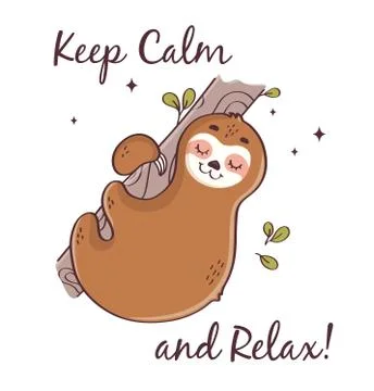 Sleeping sloth. Vector illustration isolated on white background. Stock Illustration