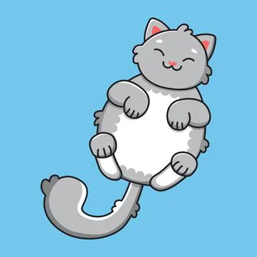 Sleeping smiling ginger cat on a blue background. Blue sky and yellow stars Illustrazione stock