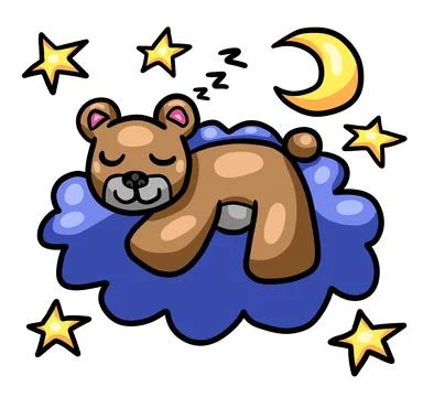 Sleeping Teddy Bear Cloud Hug Stock Illustration