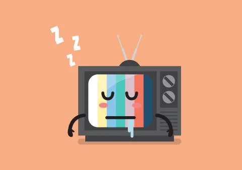 Sleeping television character Stock Illustration