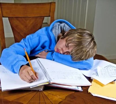 Sleeping Through Homework Stock Photos