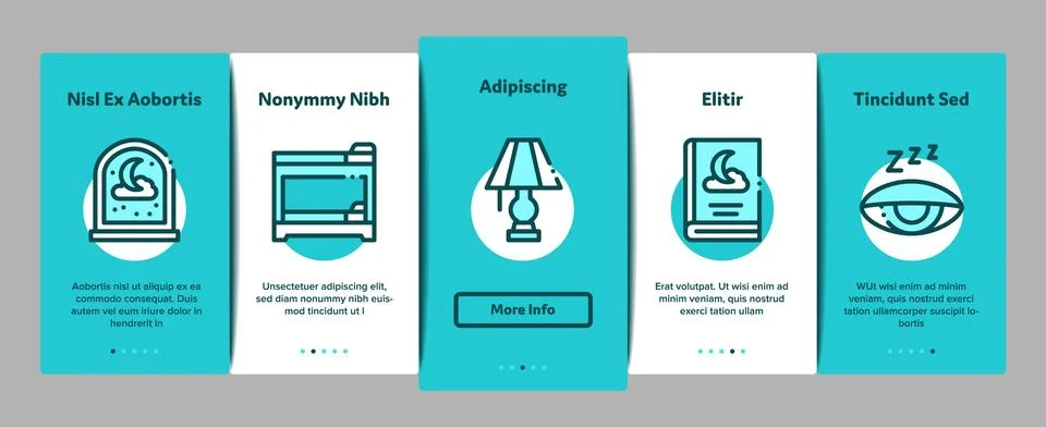 Sleeping Time Devices Onboarding Elements Icons Set Vector Stock Illustration