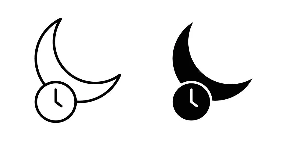 Sleeping time icon vector concepts, line and silhouette style Stock Illustration
