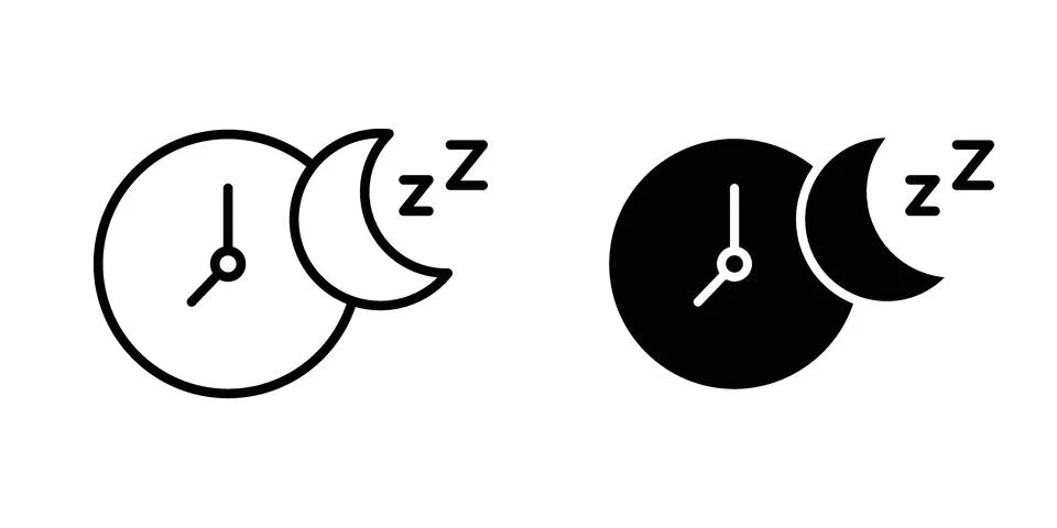 Sleeping time icon vector concepts, line and silhouette style Stock Illustration