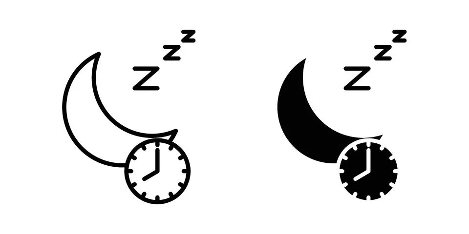 Sleeping time icon vectors. Illustrations in black Stock Illustration