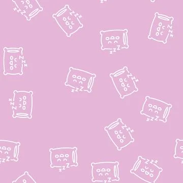 Sleeping time kindergarten line seamless pattern Stock Illustration