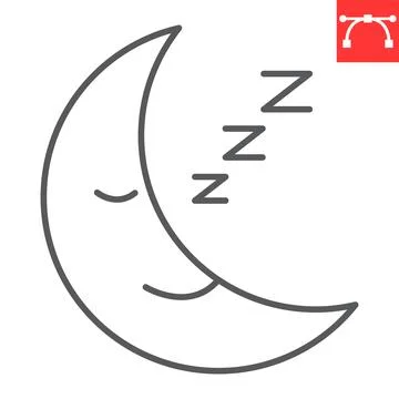 Sleeping time line icon Stock Illustration