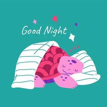 Sleeping turtle "Good Night" vector illustration Stock Illustration