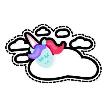 Sleeping unicorn with sleep lettering patch イラスト素材