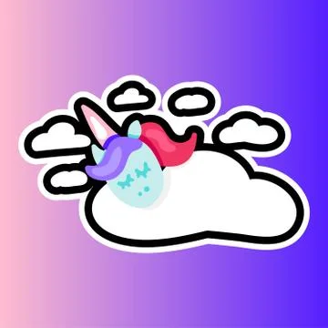 Sleeping unicorn with sleep lettering patch イラスト素材