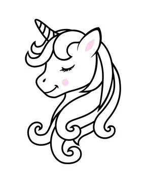 Sleeping unicorn vector icon. Colored book. Black and white sticker. Stock Illustration