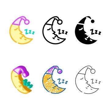 Sleeping variants moon sleep night color icon vector Stock Illustration