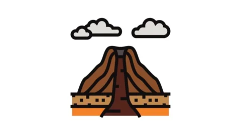Sleeping volcano lava color icon animation Stock Footage 326099252