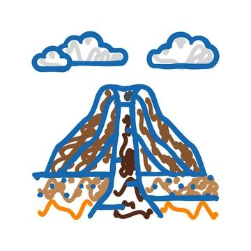 Sleeping volcano lava icon doodle illustration イラスト素材