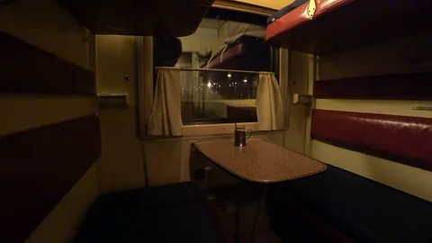 Sleeping wagon of a long-distance train Stock Footage 88322675