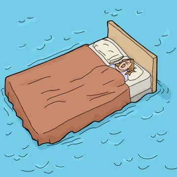 Sleeping on a waterbed Stock Illustration