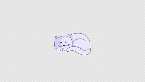 Sleeping white cat 2D character animation Video stock 301301381